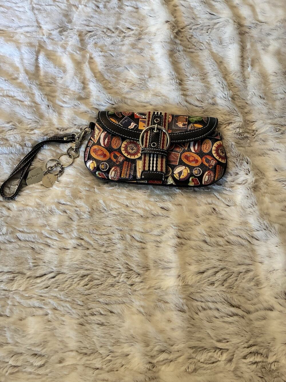 Sydney Love Zip Top Wristlet with Charms Travel Theme